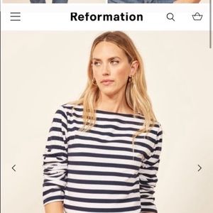 Reformation Boatneck Striped Tee